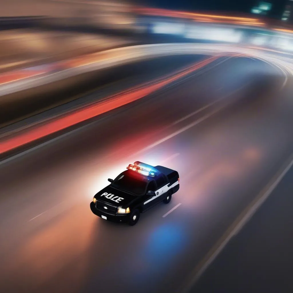 Police car speeding on the highway