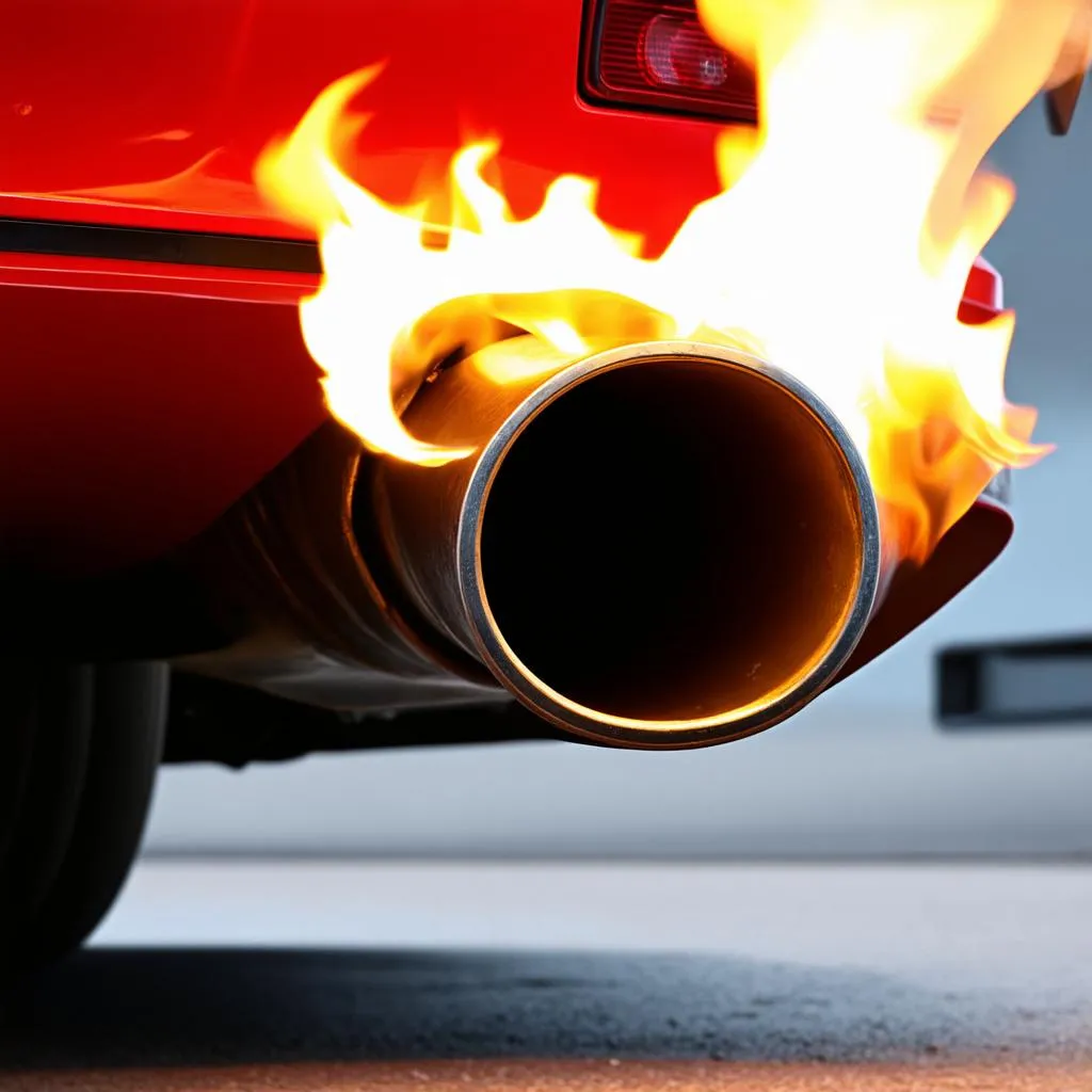 exhaust with flames