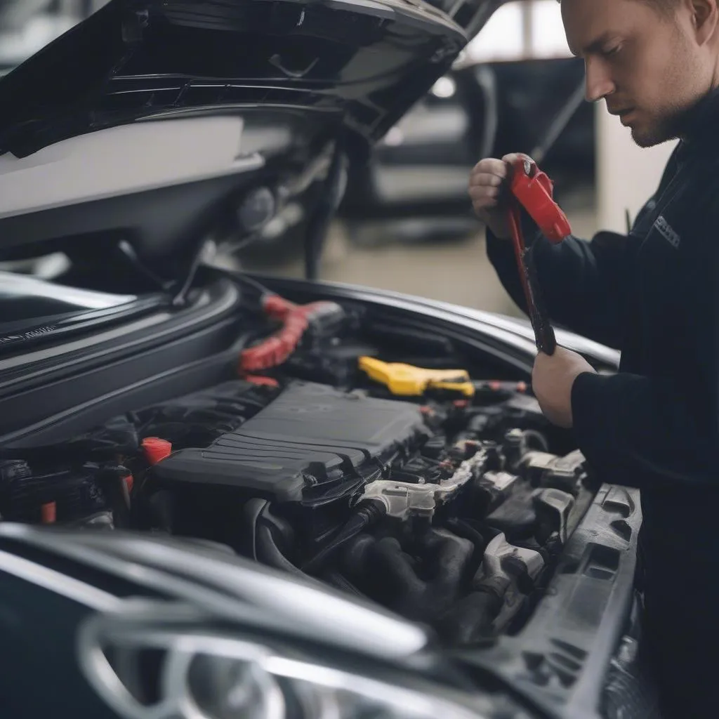 Mechanic Replacing Battery