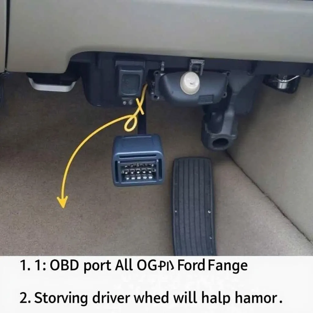 Où se trouve le port OBD sur une Ford Ranger 1993 ?