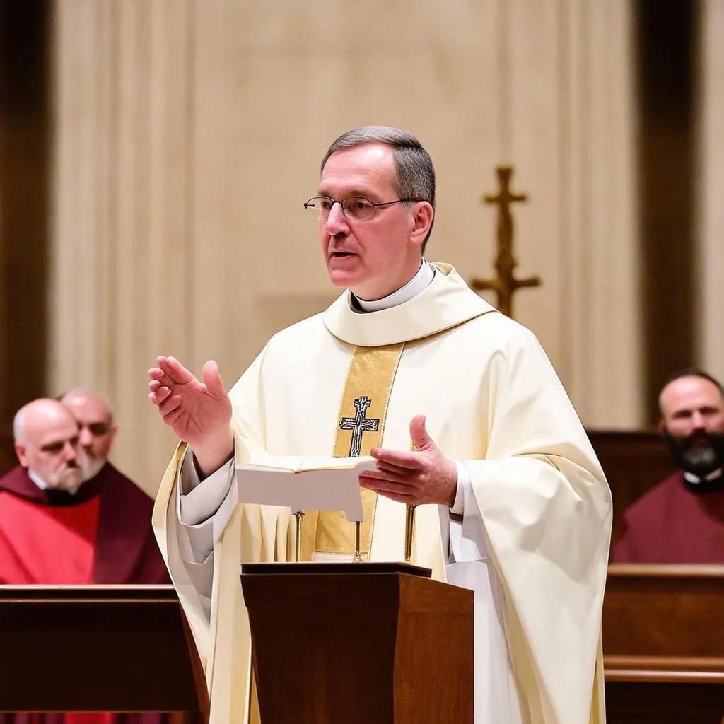 Un prêtre célébrant la messe