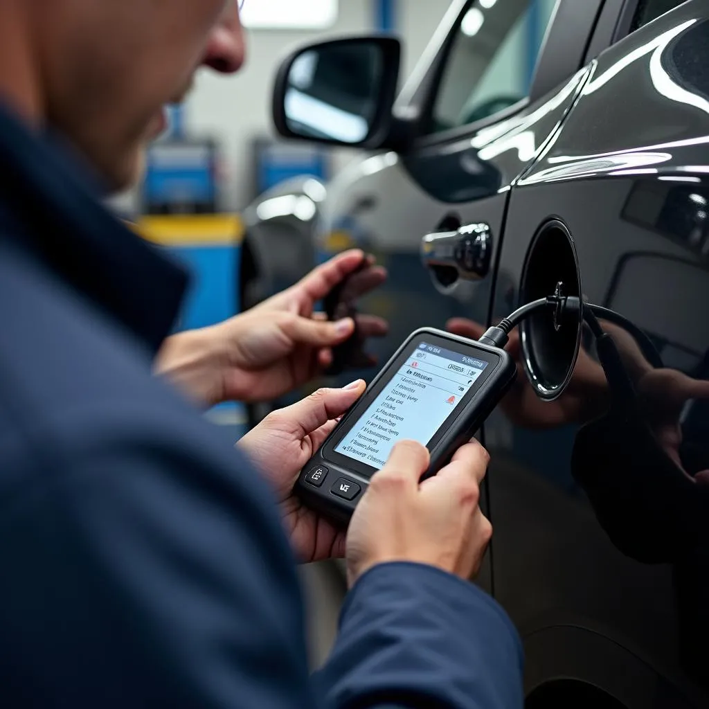 Prise OBD utilisée dans un garage