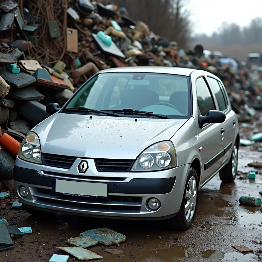 Renault Clio à la déchetterie