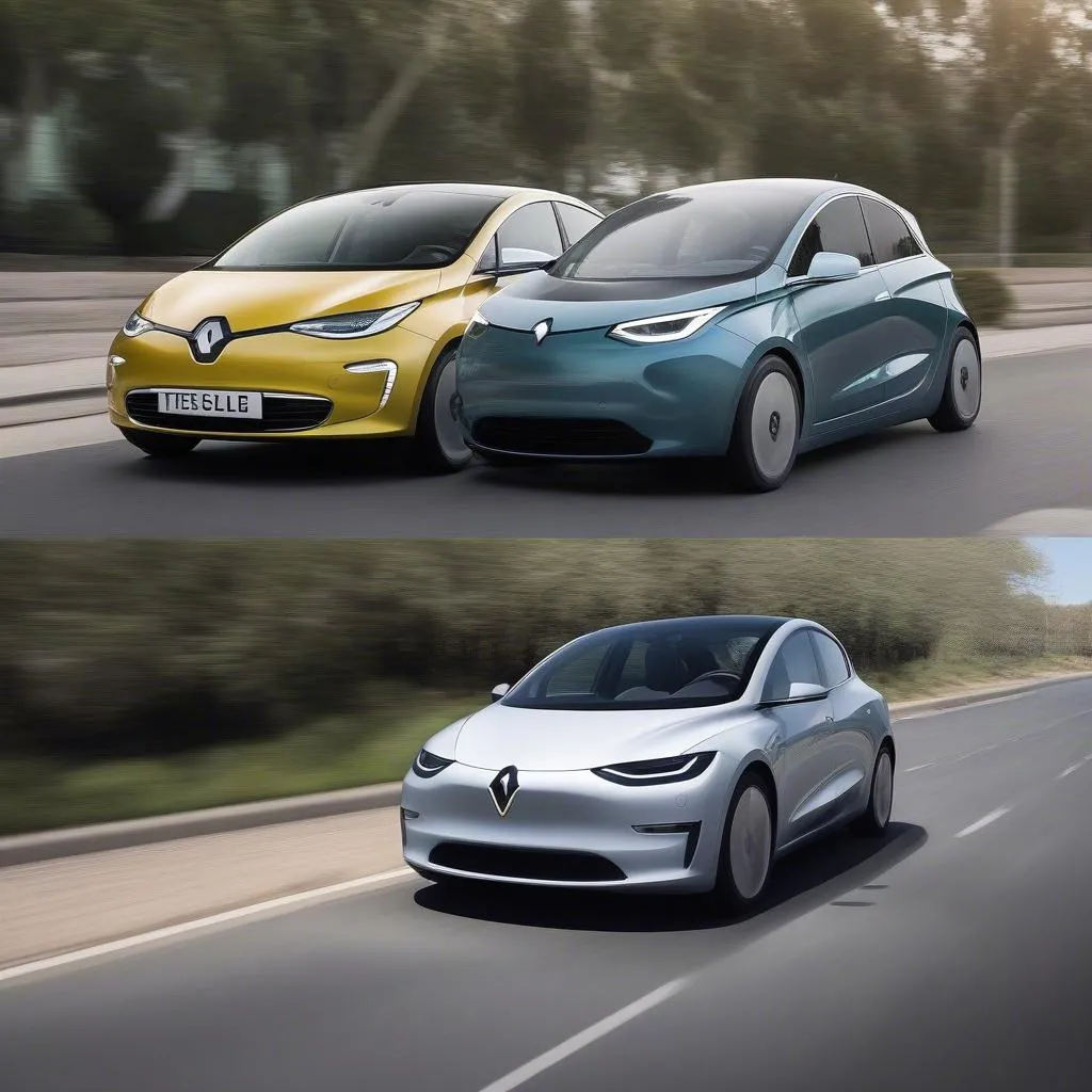 Renault Zoe and Tesla Model 3