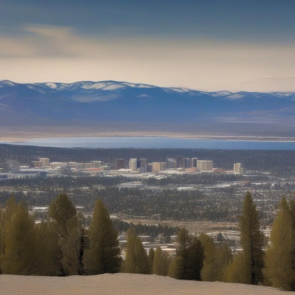 Vue panoramique sur Reno et le lac Tahoe