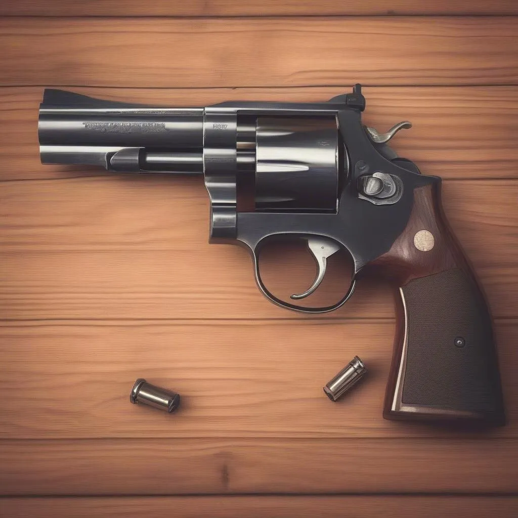 Holding a vintage revolver