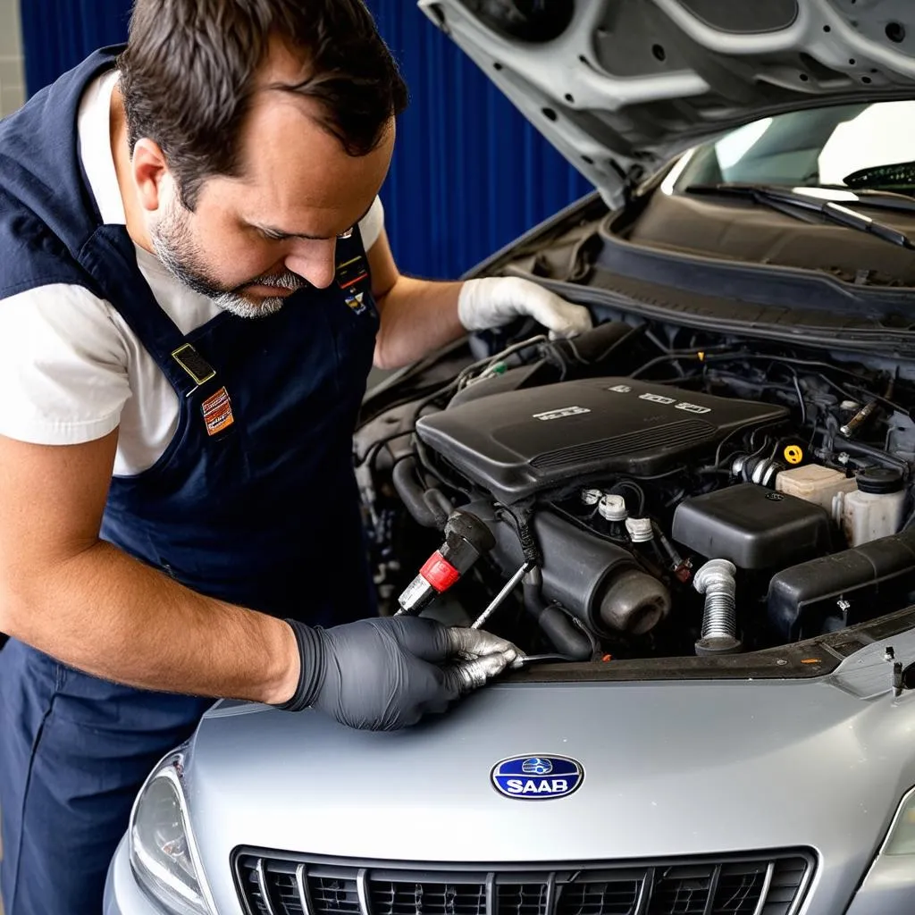 Réparation d'une Saab 95 de 2009