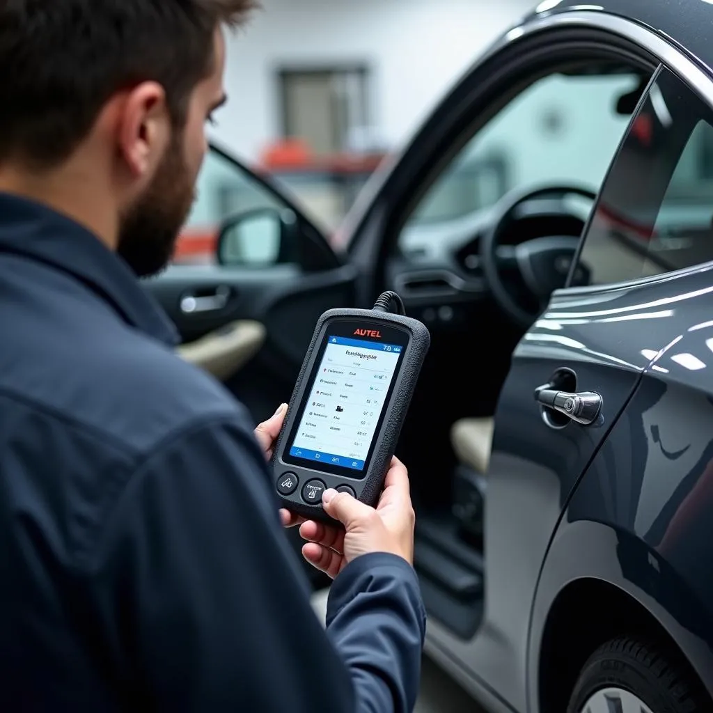 Scanner Autel utilisé sur une voiture électrique