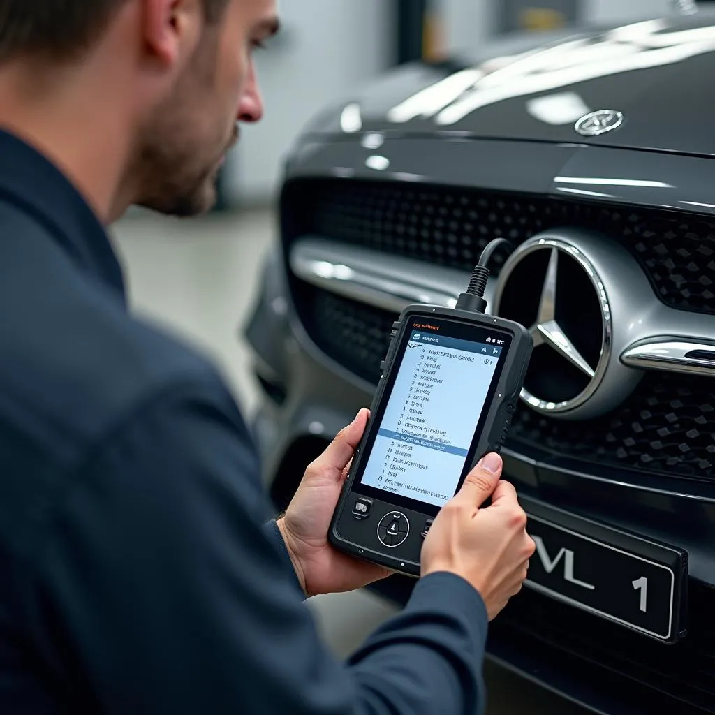 Diagnostic automobile Mercedes-Benz avec scanner de concessionnaire