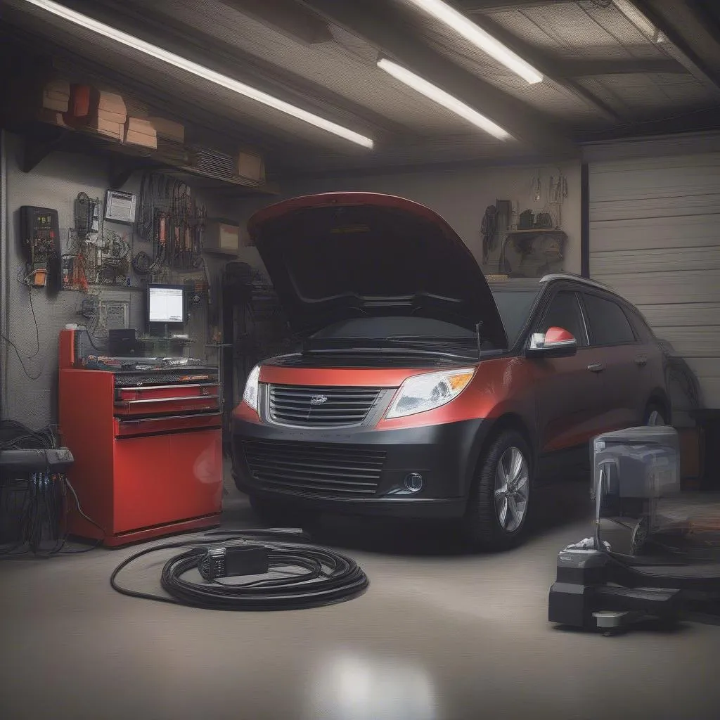 Scanner de diagnostic automobile dans un atelier