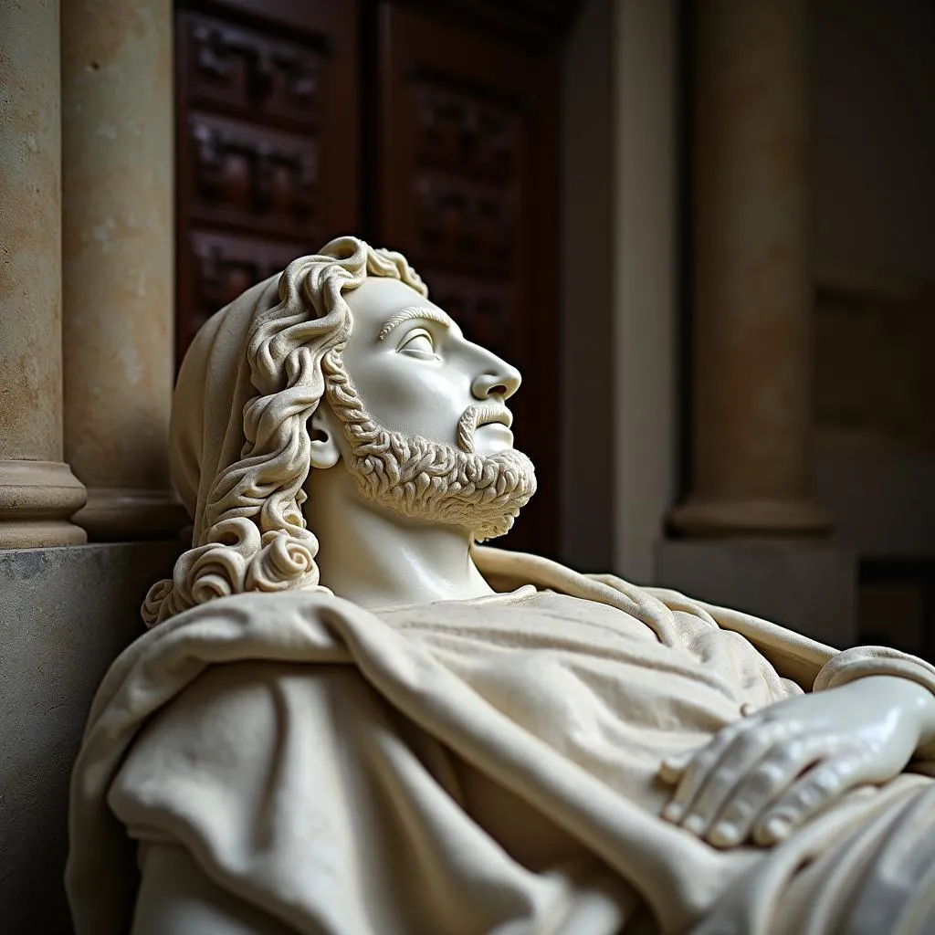 Sculpture gisante dans une église italienne