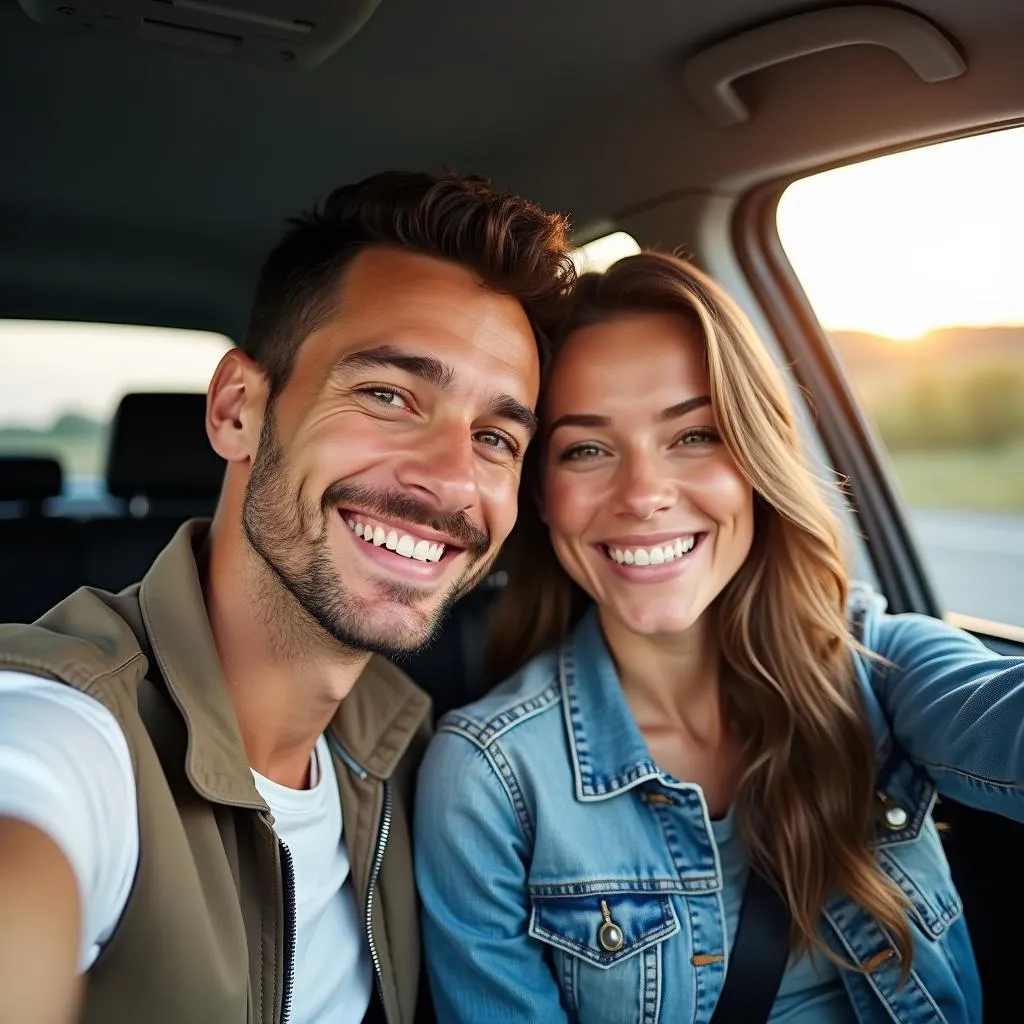 Selfie en voiture : L’amour à bord ! 🚗❤️