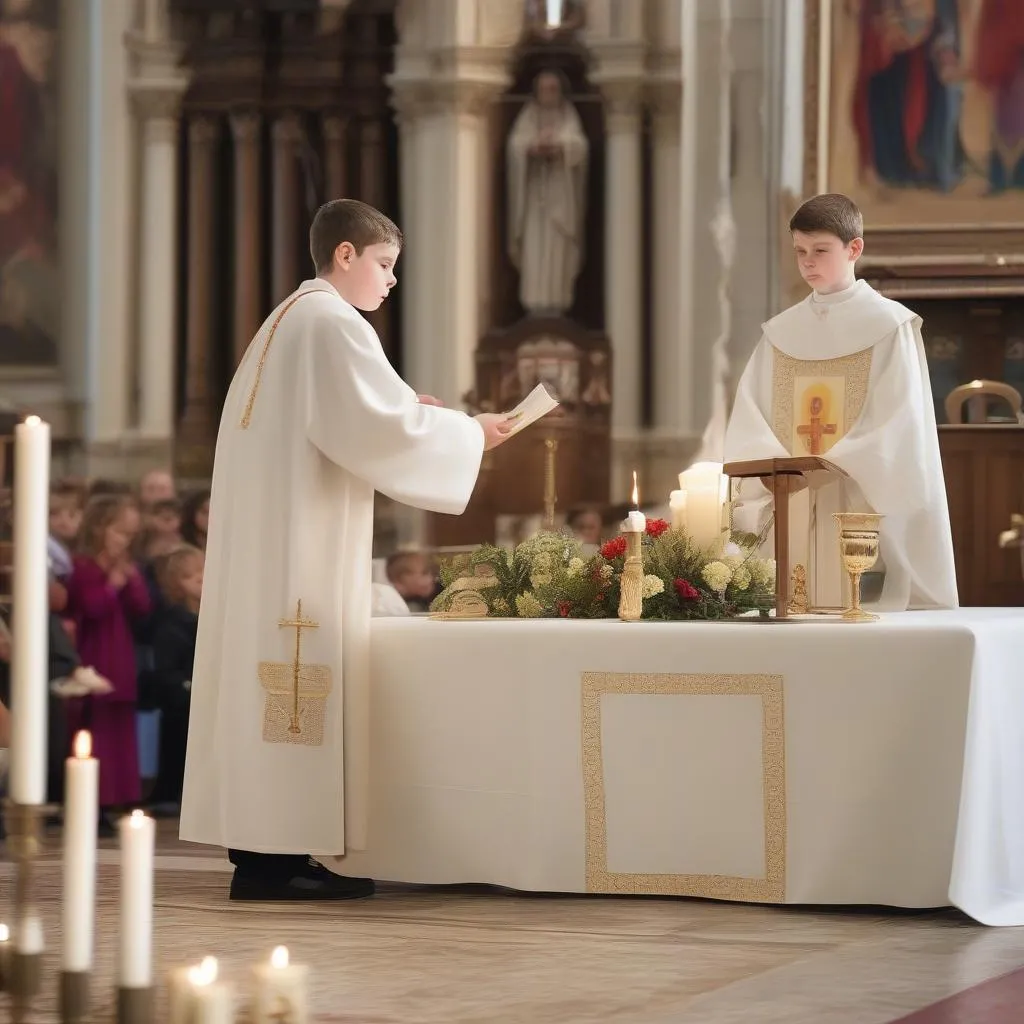 Servant d'autel à la messe