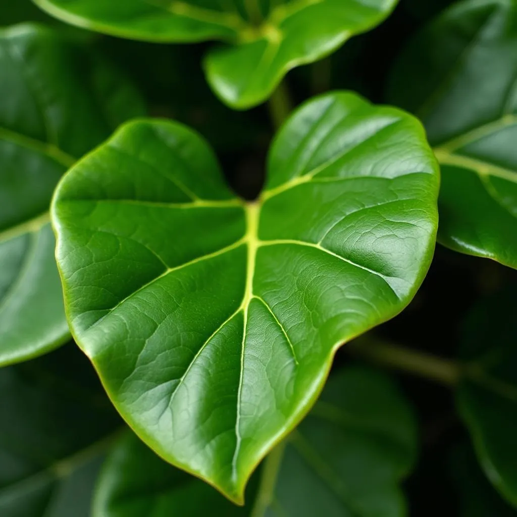 Feuilles vertes luxuriantes d'un figuier lyre