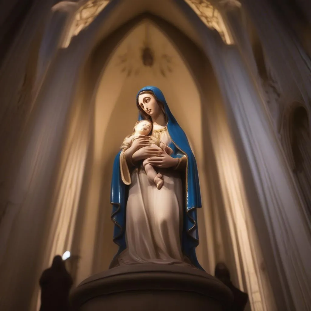 Statue de la Vierge à l'enfant dans la cathédrale de Clermont-Ferrand