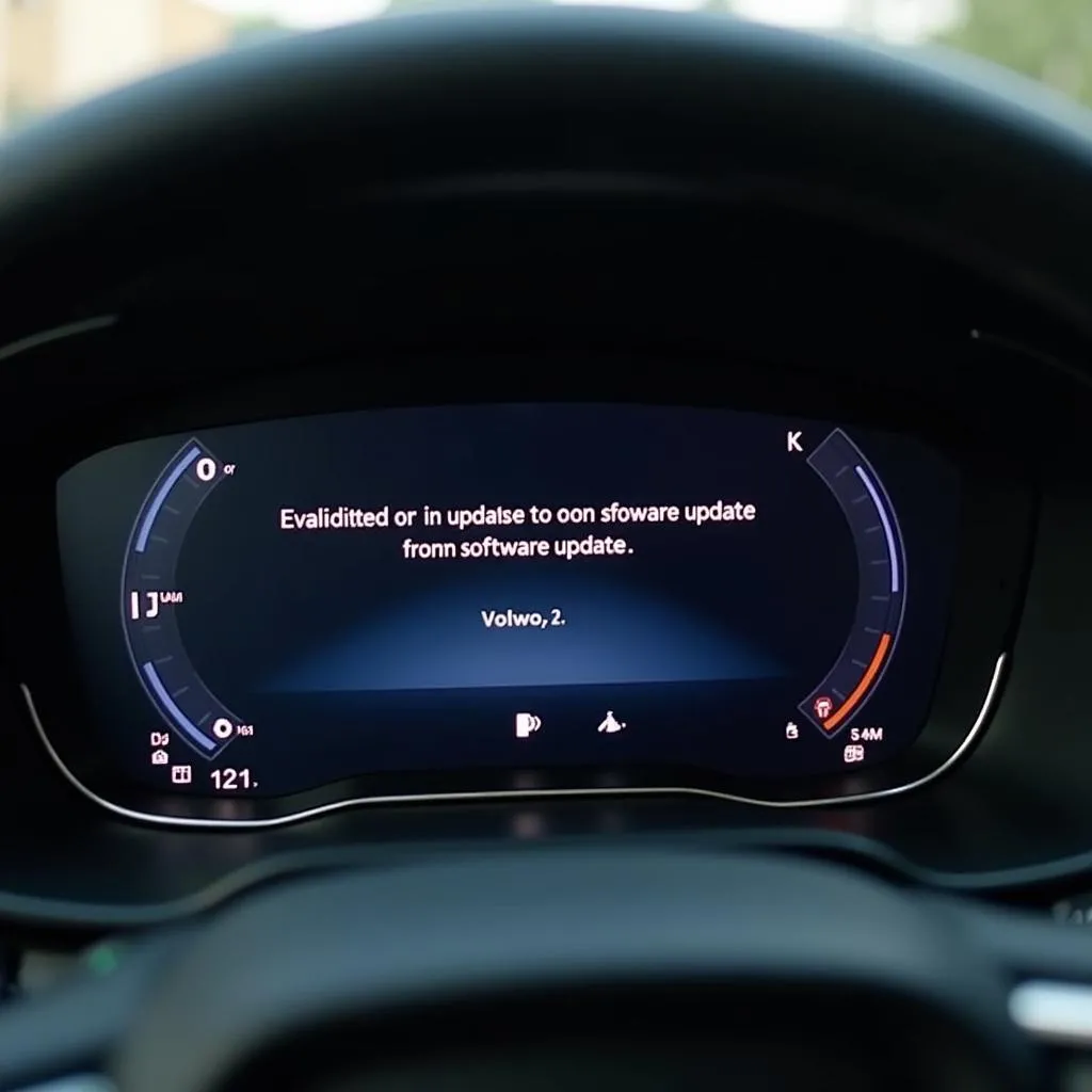 Le tableau de bord d'une Volvo affichant une notification de mise à jour logicielle