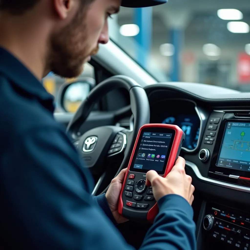 Technicien Automobile Diagnostiquant un Problème Électrique