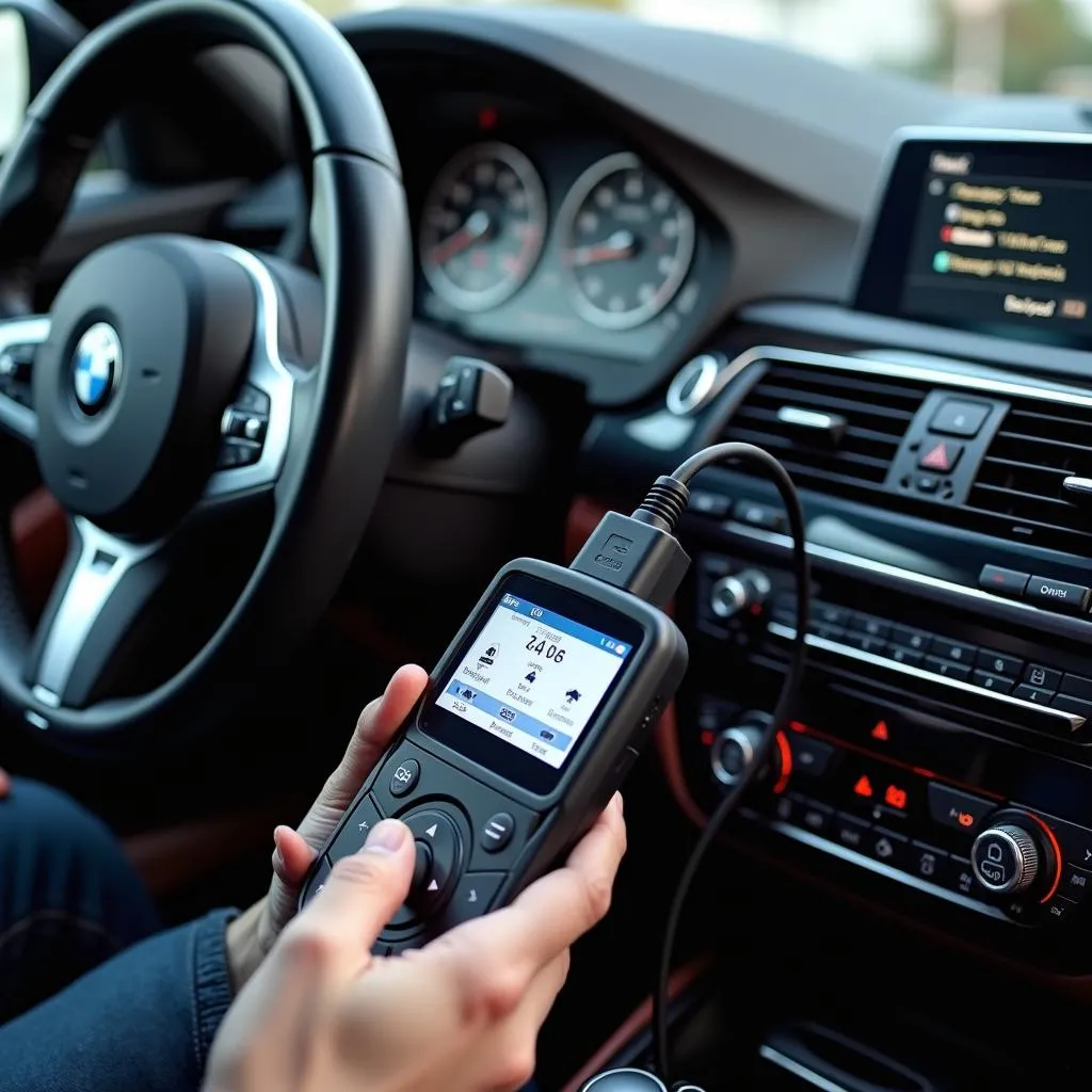 Technicien BMW diagnostiquant un problème de port USB