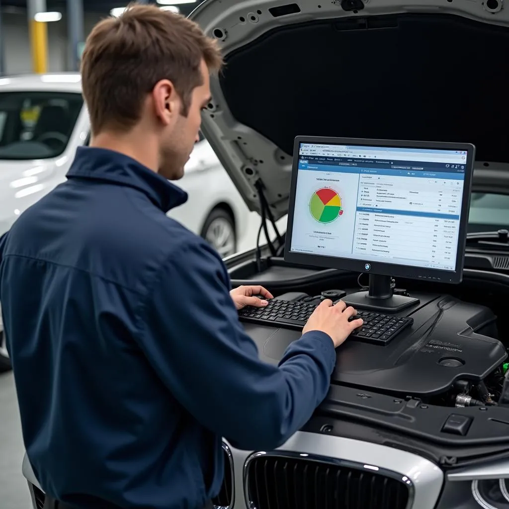 Technicien utilisant BMW Standard Tools