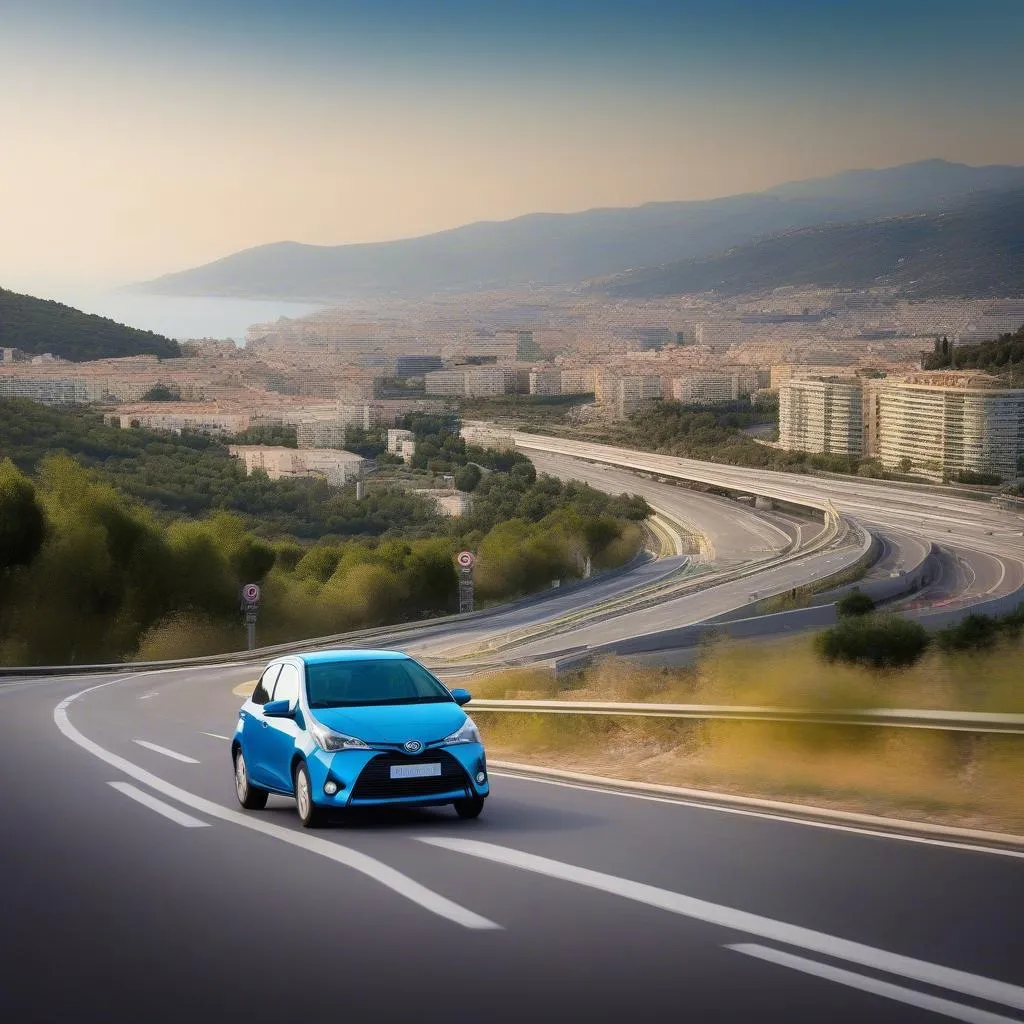 Toyota Yaris on the A10 motorway to Nice