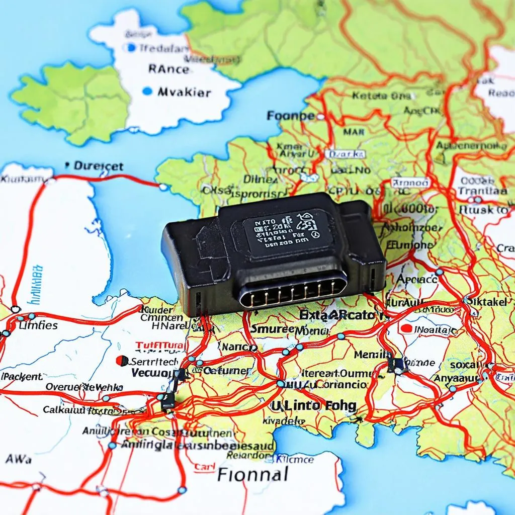 Un tracker GPS OBD II sur la carte de France