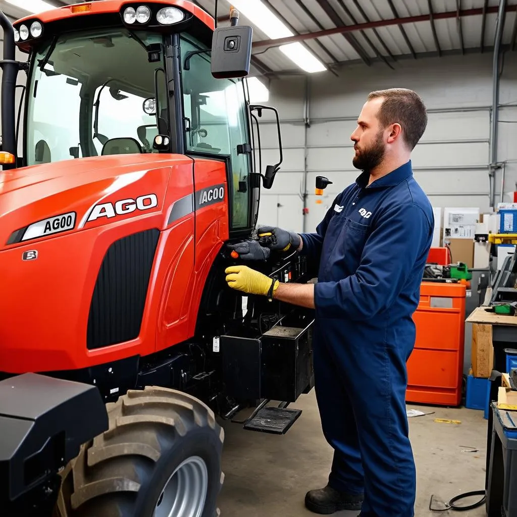 Tracteur Agco 7600 en réparation