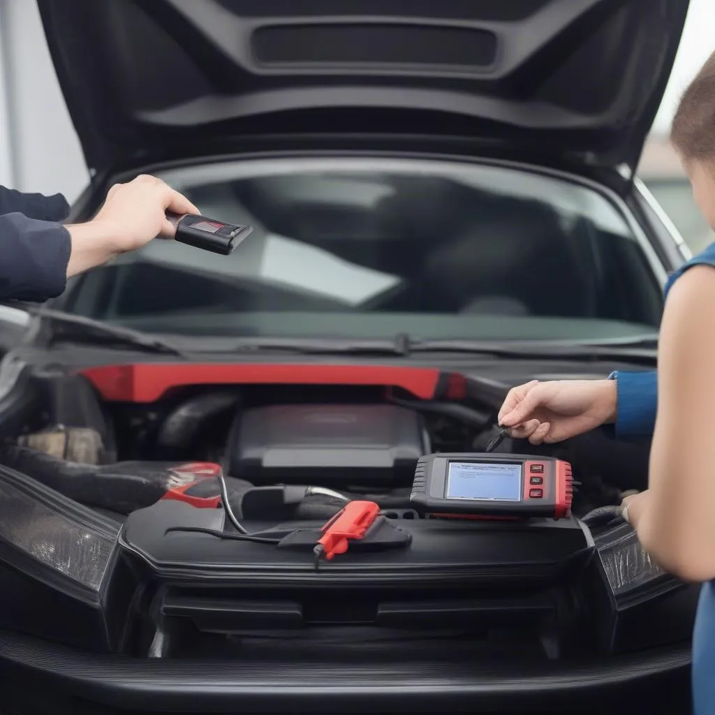 Un propriétaire de voiture utilise un outil de diagnostic Autel