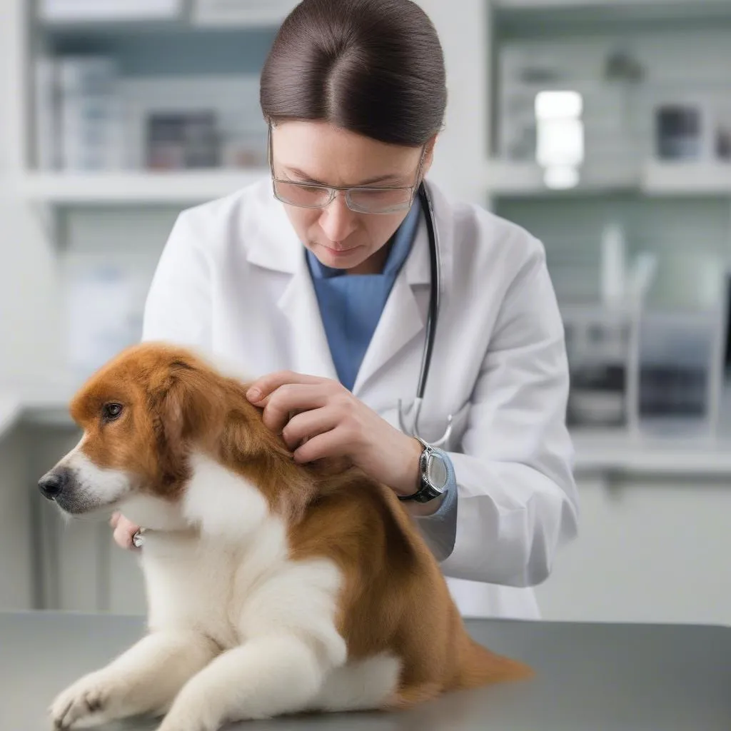 Vétérinaire examinant un chien