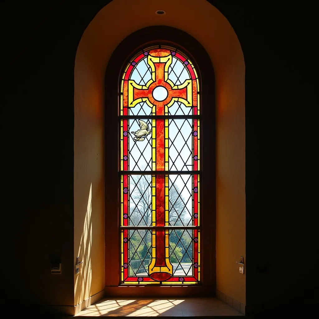 Vitrail représentant la croix de Malte dans une église italienne