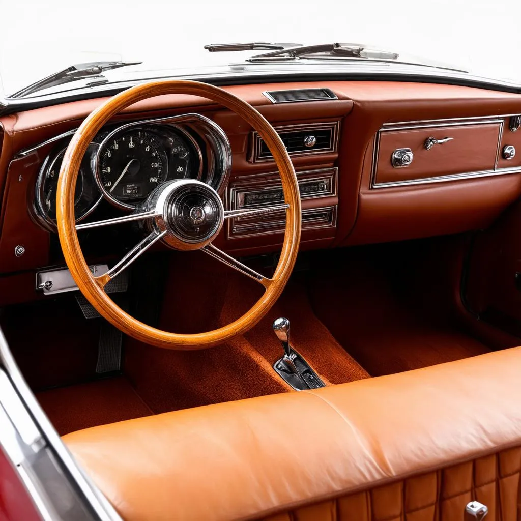 Voiture ancienne avec intérieur cuir