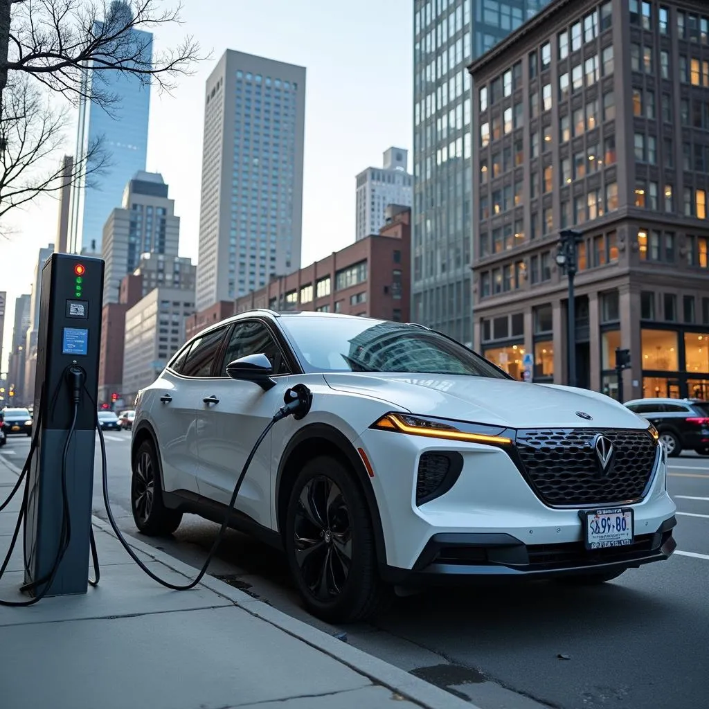 Voiture électrique en recharge à New York