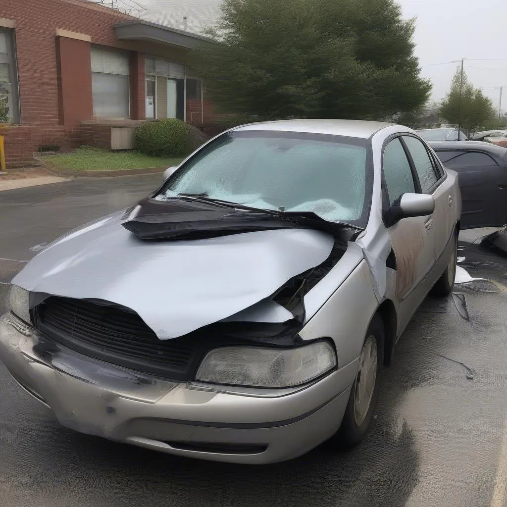 Voiture endommagée après un accident