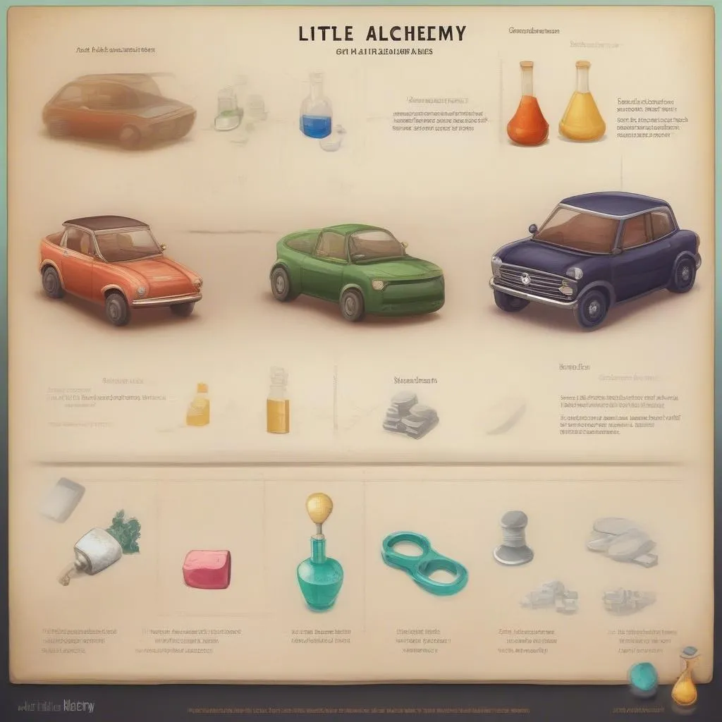 Les éléments nécessaires pour construire une voiture dans Little Alchemy