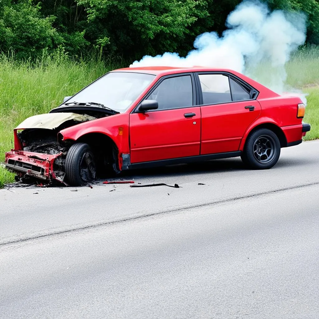 Panne de voiture sur le bord de la route