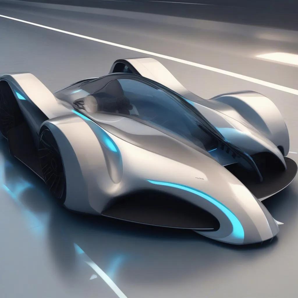 Une image d'une voiture de course de concept futuriste avec des technologies avancées