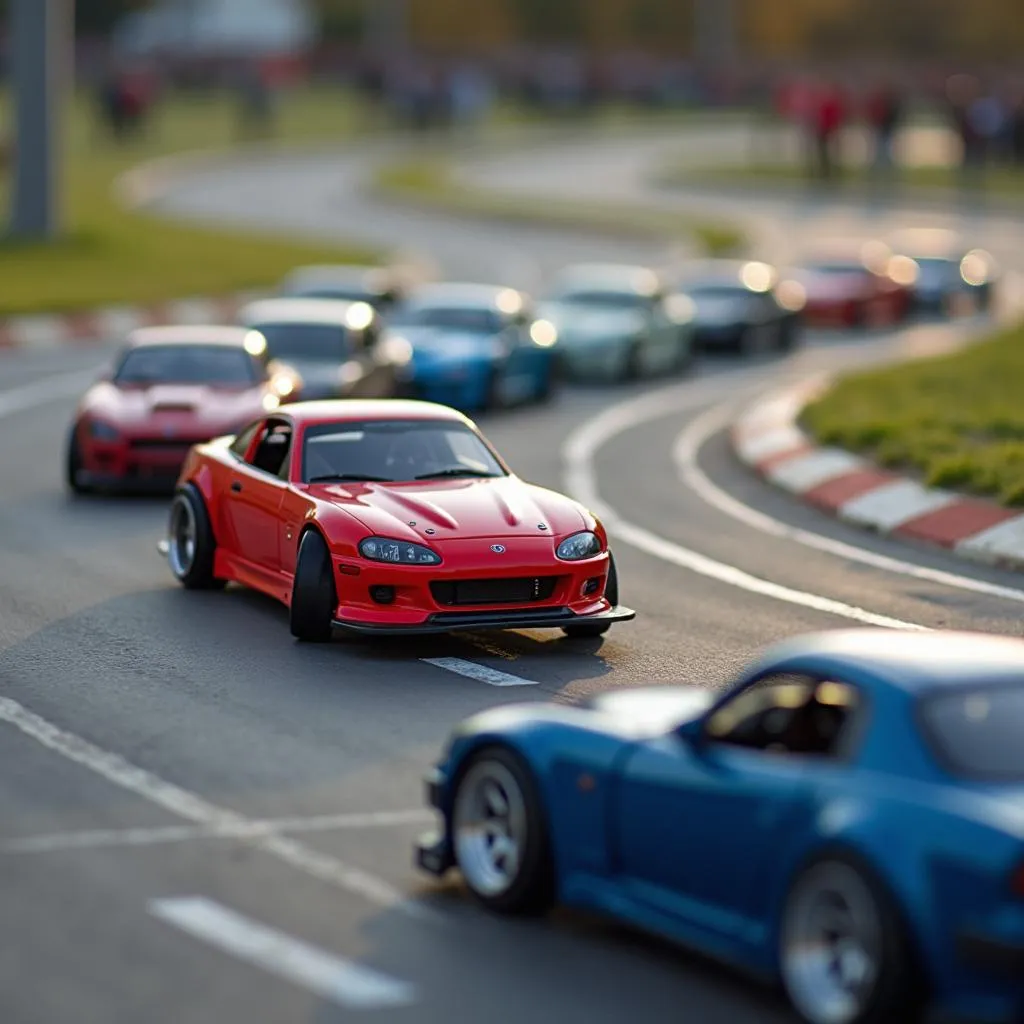 Voitures drift RC sur une piste de course