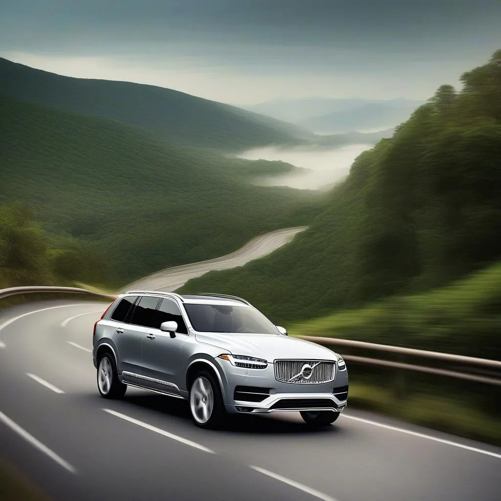 Volvo XC90 on a winding mountain road