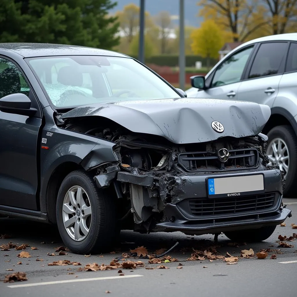 Accident de voiture avec des dégâts importants