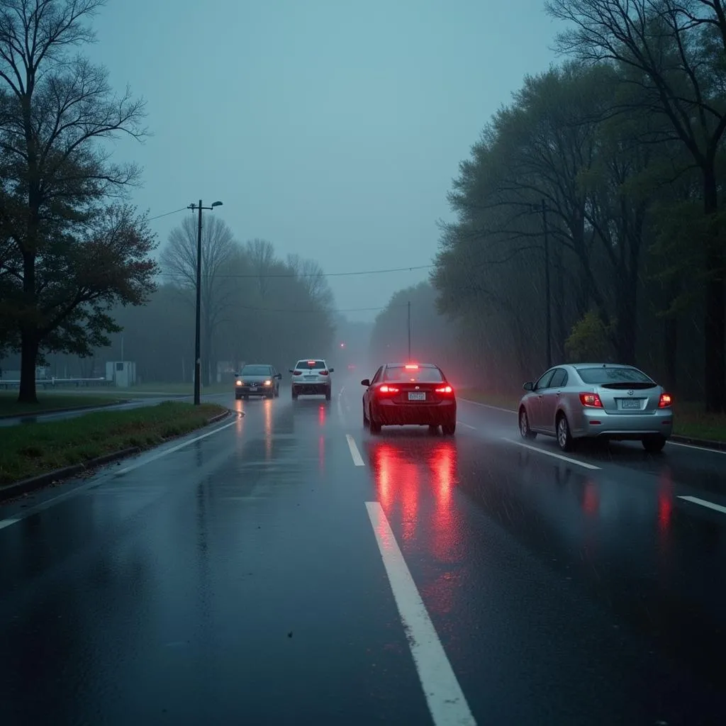 Accident de voiture sous la pluie