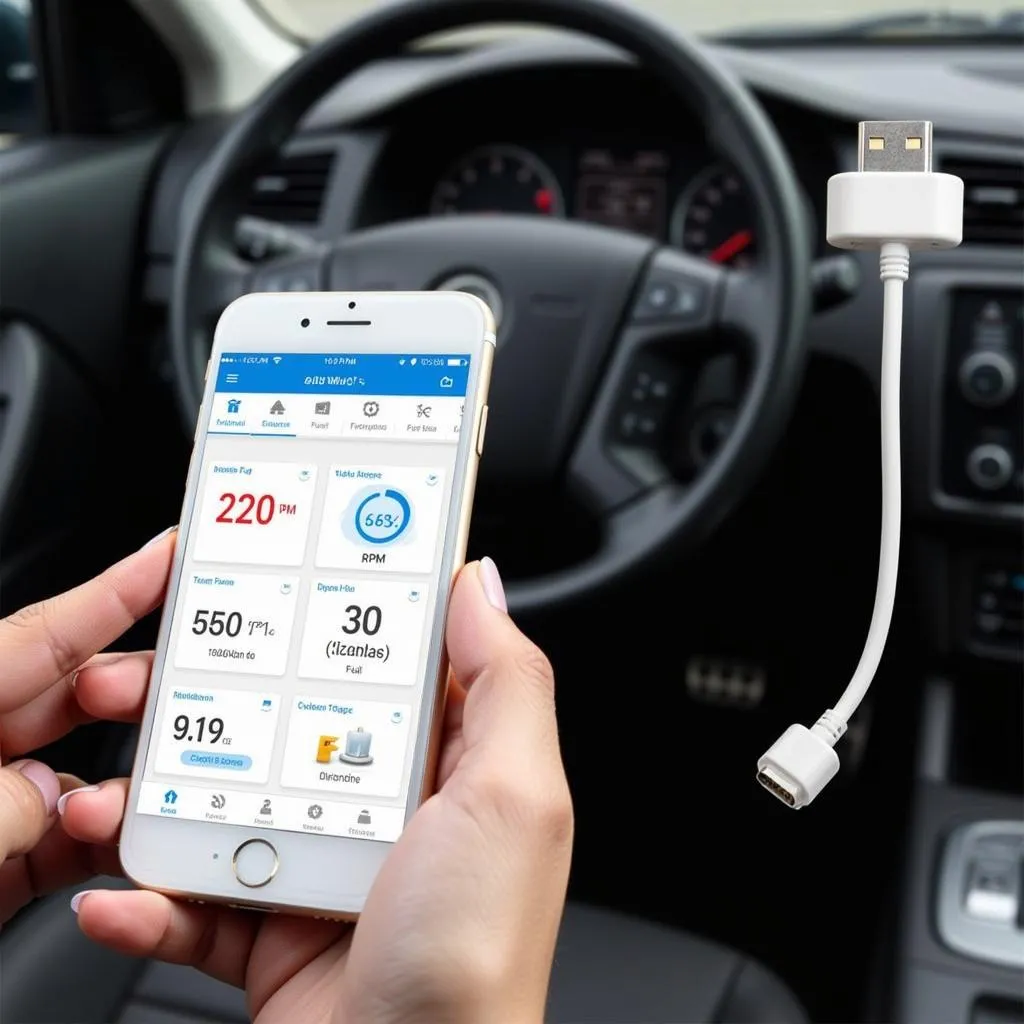 Application OBD sur un smartphone connecté à une voiture