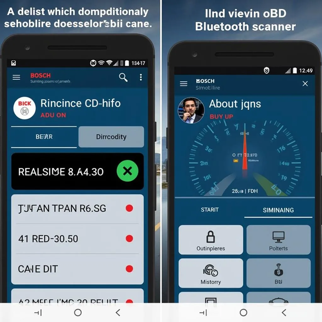 Application pour scanner OBD Bluetooth Bosch - Interface utilisateur