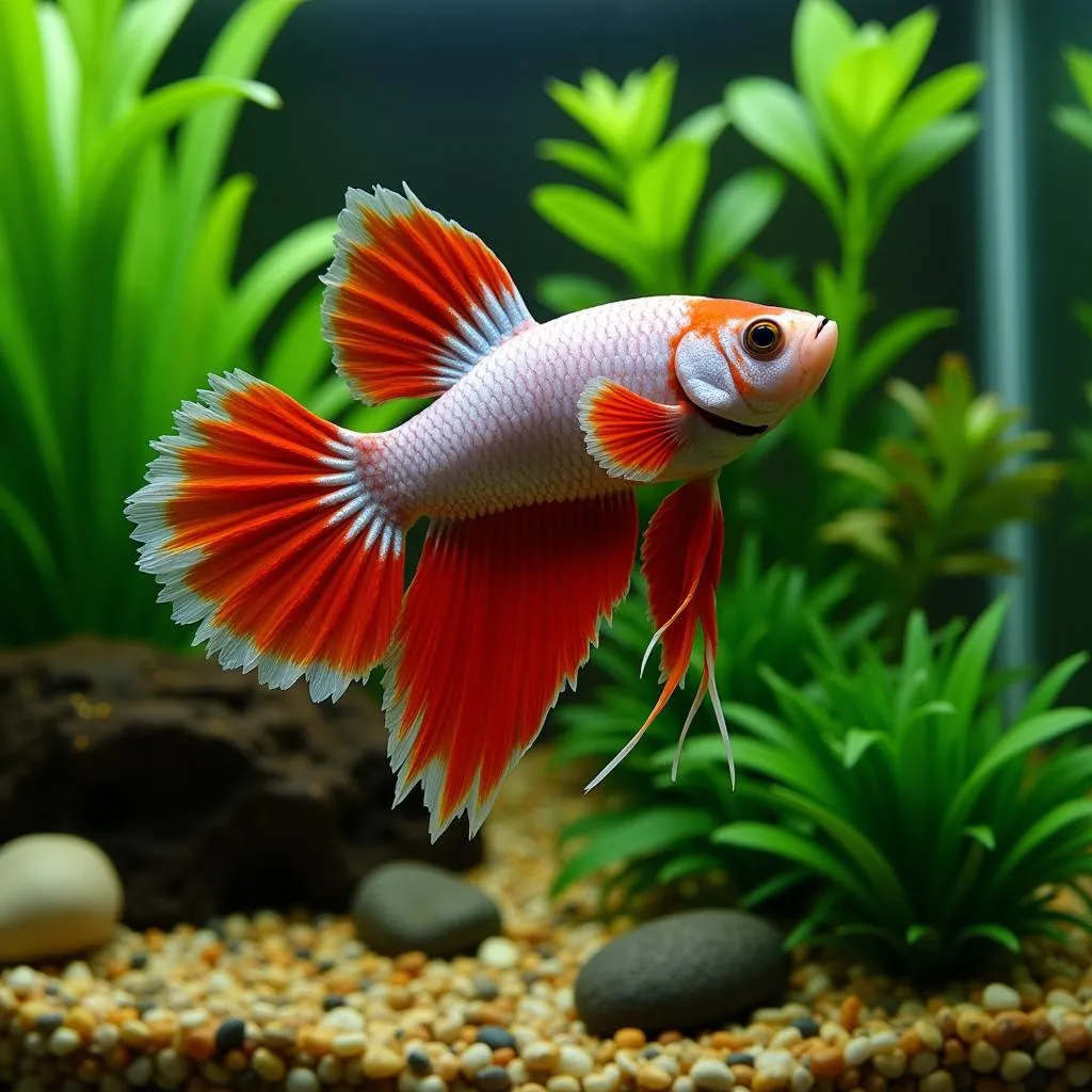 Aquarium Betta Splendens avec plantes