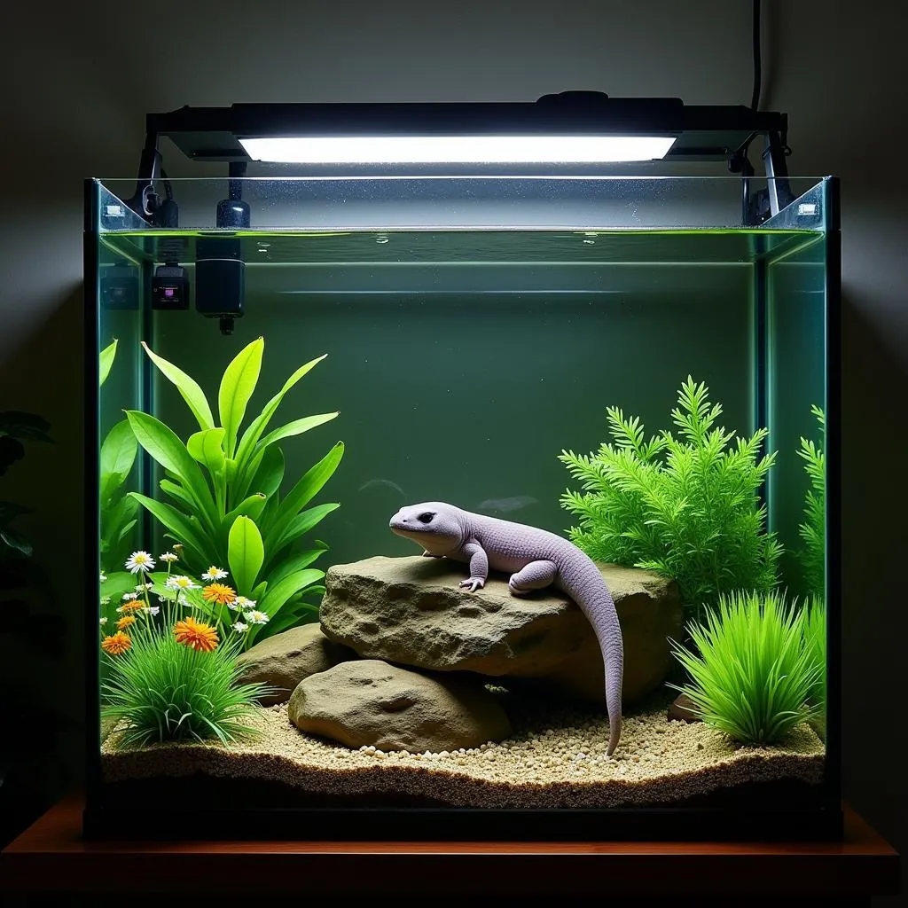 Aquarium spacieux pour axolotl