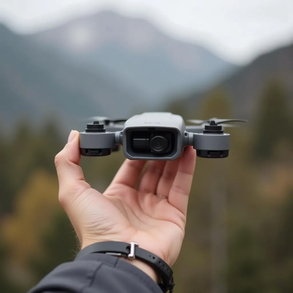 Un utilisateur tenant le drone Autel Evo Robotics 4K dans sa main