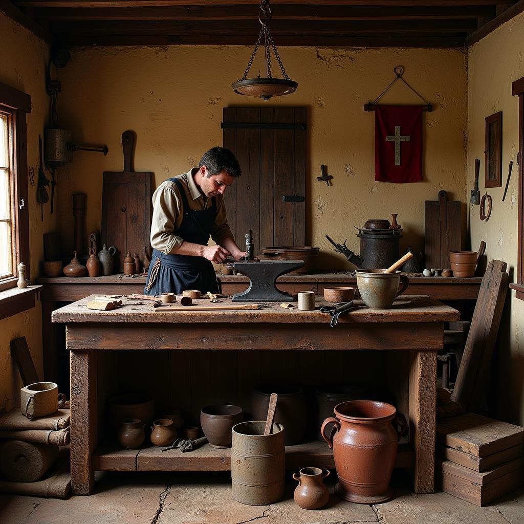 Autel médiéval dans un atelier