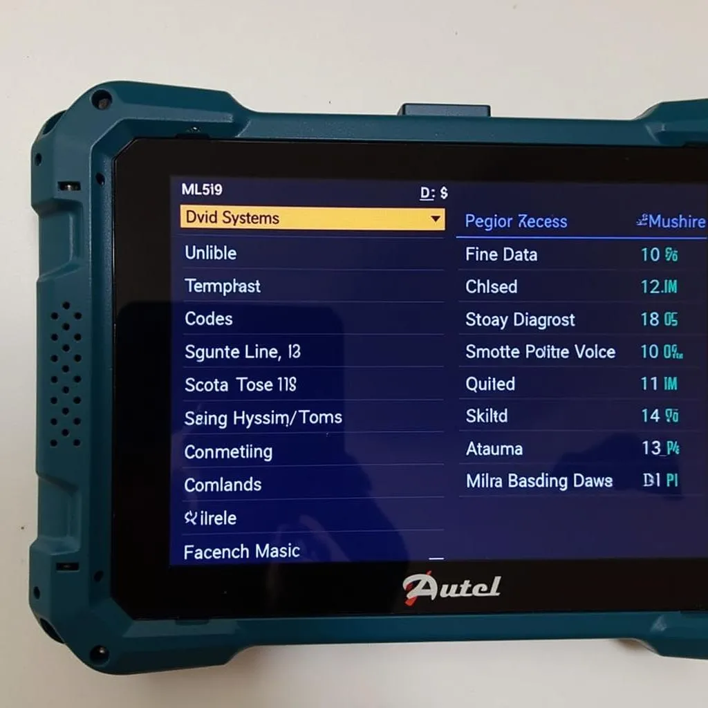 Interface utilisateur de l'Autel ML519