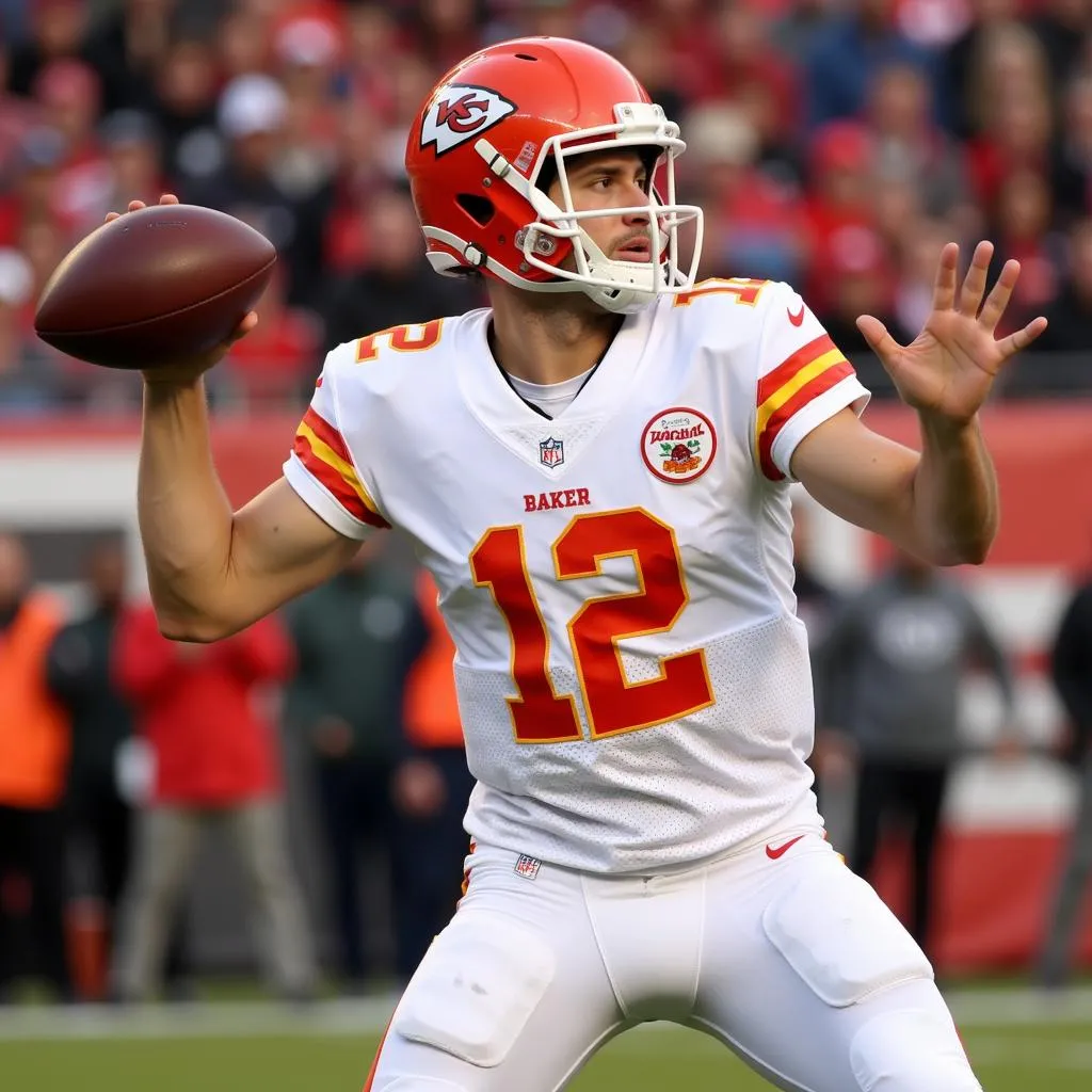 Baker Mayfield lançant le ballon pendant un match de la NFL