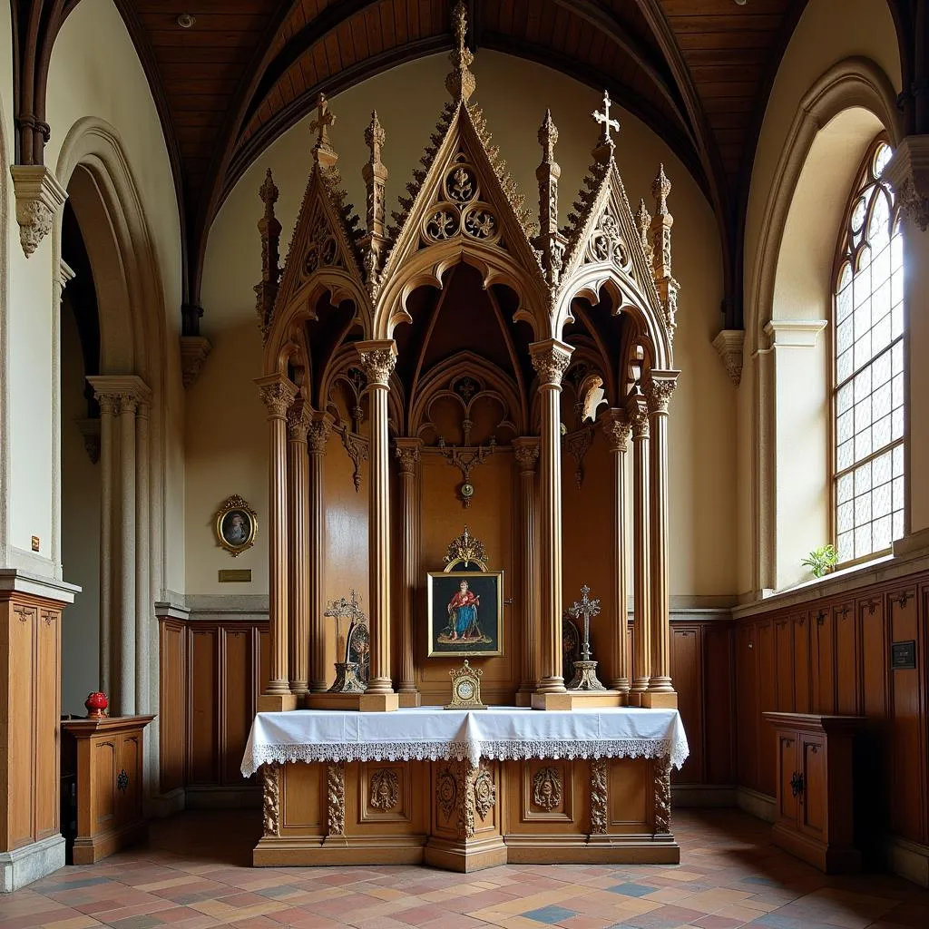 Baldaquin surmonte un autel dans une église médiévale