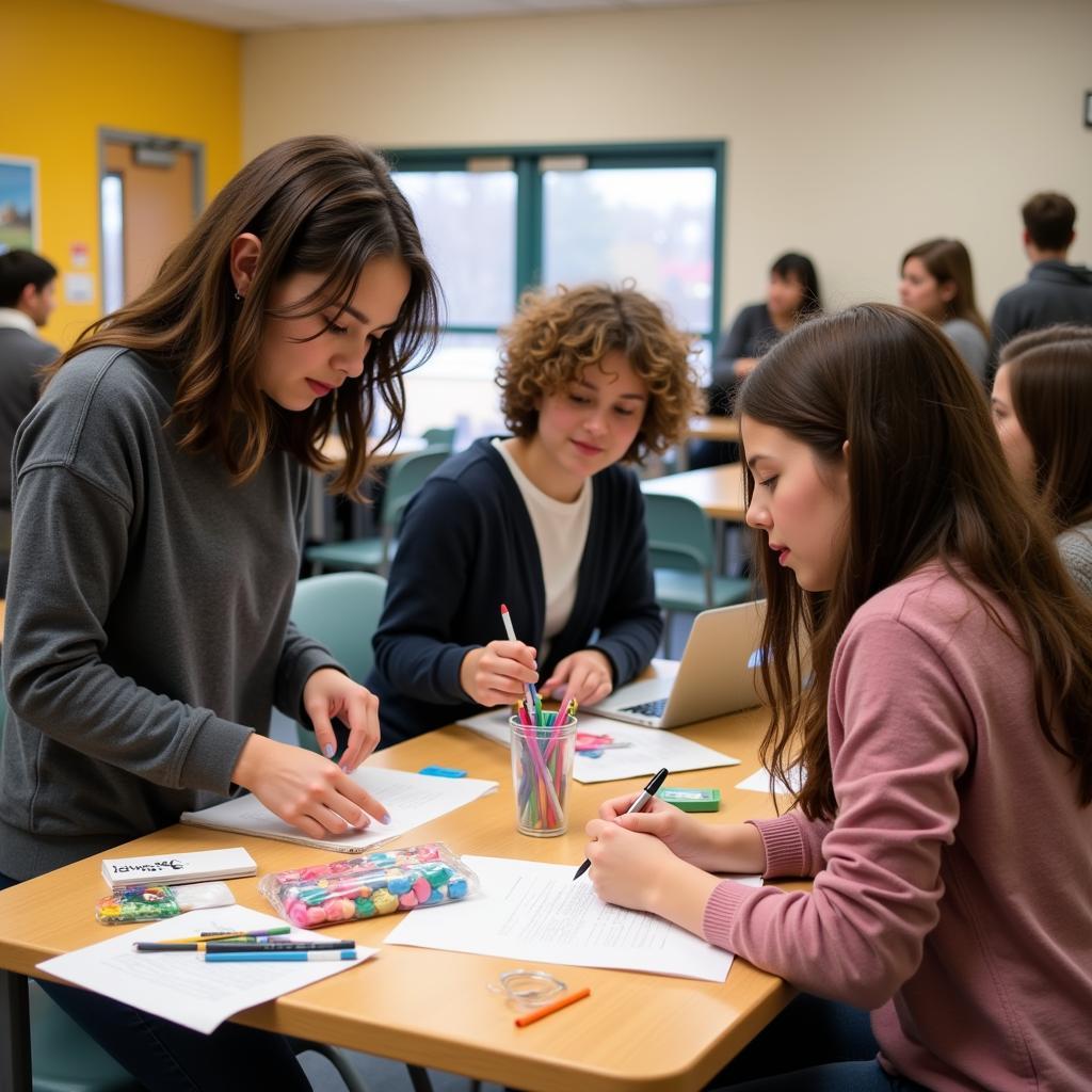 Les adolescents participent à un atelier créatif au centre de loisirs