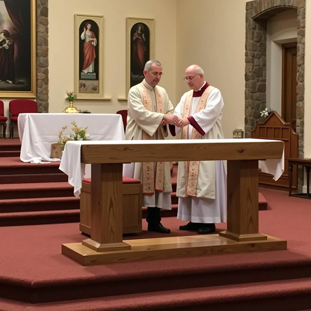 Bénédiction d'un autel dans une église